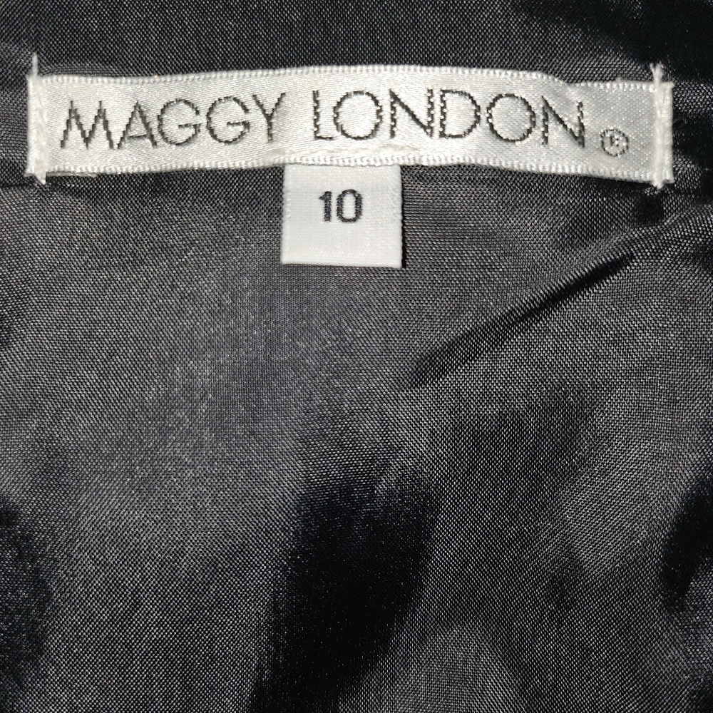 Maggy London Baroque Scarf Print Illusion Sheath Dress – Ornate Gold & Blue Sz10 - Picture 8 of 9
